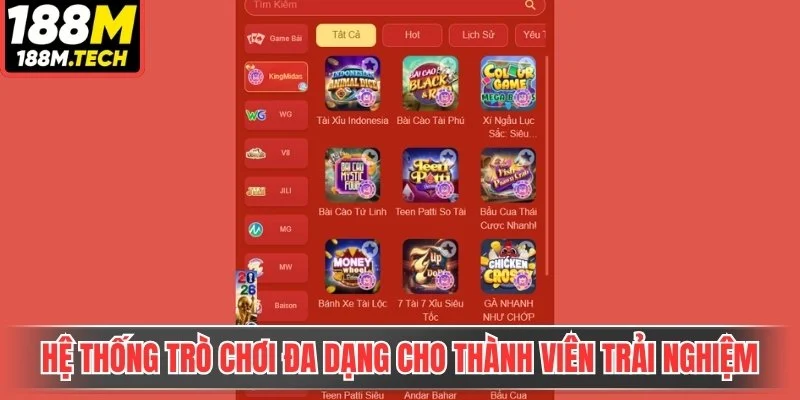 Hệ thống trò chơi đa dạng cho thành viên trải nghiệm